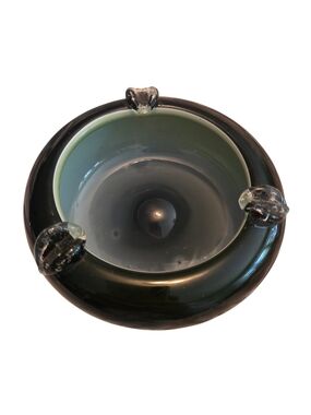 Vintage Mid Century Murano Sommerso Art Glass Ashtray Bowl Heavy, Hand Blown